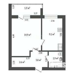 1-к квартира, вторичка, 33м2, 7/9 этаж