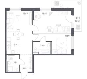 2-к квартира, вторичка, 65м2, 12/17 этаж