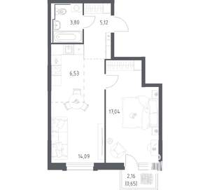 1-к квартира, вторичка, 47м2, 6/17 этаж