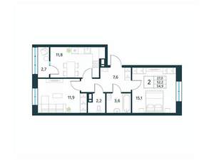 2-к квартира, вторичка, 55м2, 14/18 этаж