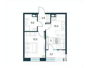 1-к квартира, вторичка, 39м2, 10/10 этаж