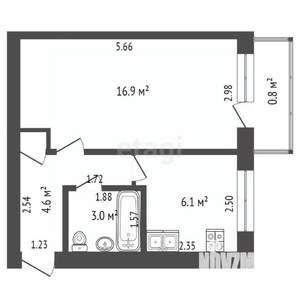 1-к квартира, вторичка, 31м2, 3/5 этаж