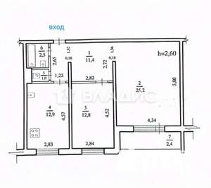 2-к квартира, вторичка, 66м2, 2/5 этаж