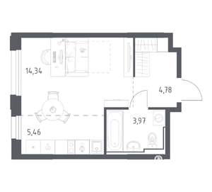 Студия квартира, вторичка, 29м2, 13/17 этаж
