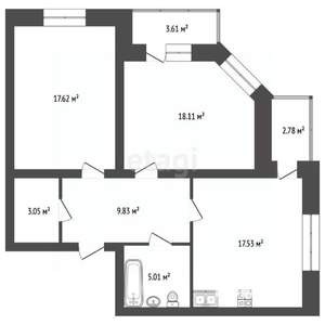 2-к квартира, вторичка, 72м2, 2/9 этаж