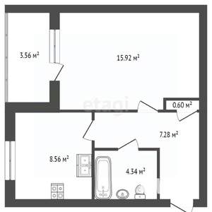 1-к квартира, вторичка, 37м2, 3/3 этаж