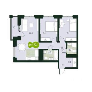 3-к квартира, вторичка, 70м2, 13/17 этаж