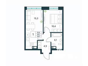 1-к квартира, вторичка, 35м2, 5/18 этаж