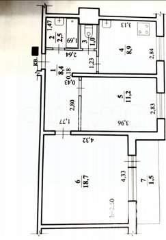 2-к квартира, вторичка, 51м2, 5/5 этаж