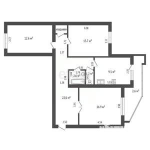 3-к квартира, вторичка, 79м2, 1/10 этаж