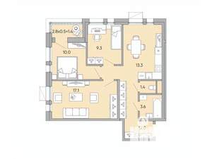 3-к квартира, вторичка, 69м2, 18/18 этаж