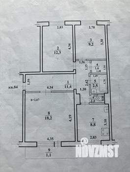 3-к квартира, вторичка, 65м2, 8/10 этаж