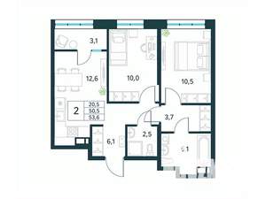 2-к квартира, вторичка, 54м2, 7/18 этаж