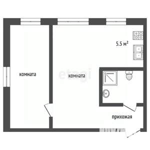 2-к квартира, вторичка, 37м2, 2/2 этаж