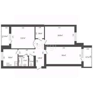 3-к квартира, вторичка, 77м2, 1/9 этаж