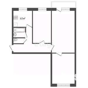 3-к квартира, вторичка, 58м2, 3/5 этаж