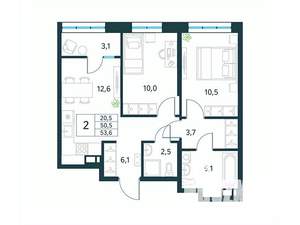 2-к квартира, вторичка, 54м2, 16/18 этаж