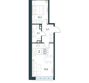 2-к квартира, вторичка, 40м2, 2/10 этаж