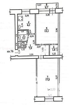 2-к квартира, вторичка, 49м2, 1/5 этаж