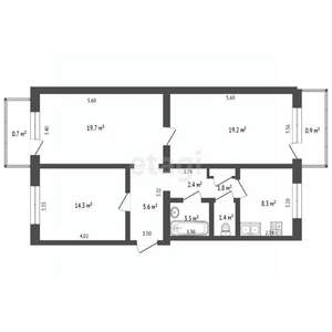 3-к квартира, вторичка, 77м2, 4/4 этаж