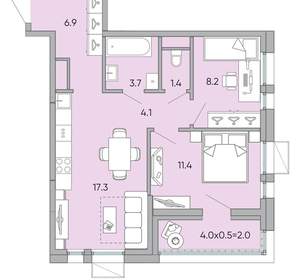 2-к квартира, вторичка, 55м2, 7/18 этаж