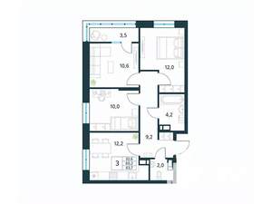 3-к квартира, вторичка, 64м2, 15/18 этаж