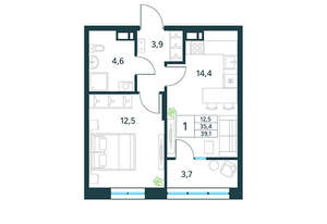 1-к квартира, вторичка, 39м2, 7/10 этаж