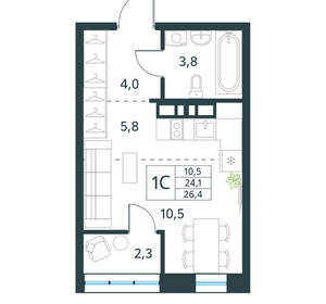 1-к квартира, вторичка, 26м2, 7/10 этаж