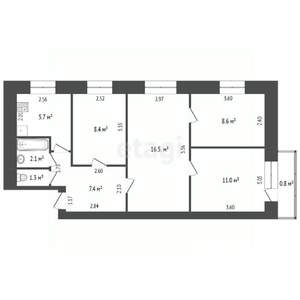 4-к квартира, вторичка, 62м2, 5/5 этаж