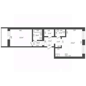 2-к квартира, вторичка, 54м2, 1/17 этаж