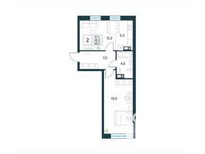 2-к квартира, вторичка, 48м2, 4/18 этаж