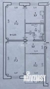 3-к квартира, вторичка, 68м2, 2/5 этаж