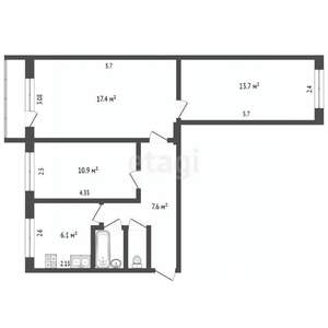 3-к квартира, вторичка, 58м2, 1/5 этаж