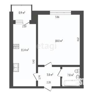1-к квартира, вторичка, 37м2, 3/9 этаж
