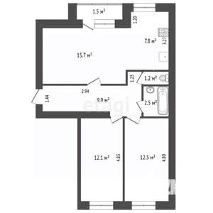 2-к квартира, вторичка, 62м2, 5/9 этаж
