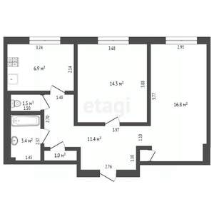 2-к квартира, вторичка, 55м2, 2/4 этаж