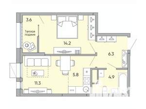 2-к квартира, вторичка, 46м2, 15/18 этаж