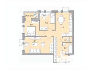 3-к квартира, вторичка, 69м2, 14/18 этаж
