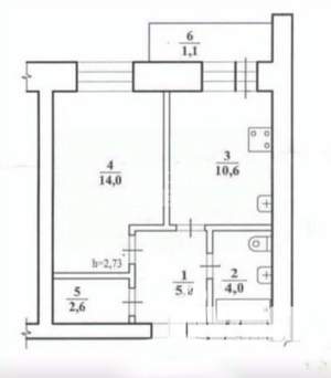 1-к квартира, вторичка, 36м2, 6/9 этаж