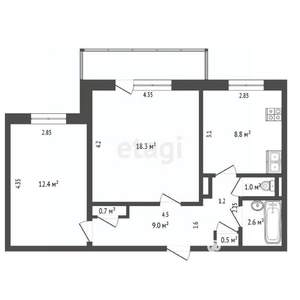2-к квартира, вторичка, 54м2, 10/10 этаж