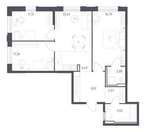 3-к квартира, вторичка, 78м2, 17/17 этаж
