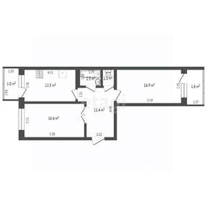 2-к квартира, вторичка, 61м2, 6/10 этаж