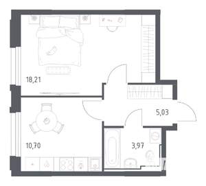 1-к квартира, вторичка, 38м2, 15/17 этаж