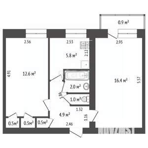 2-к квартира, вторичка, 45м2, 2/5 этаж