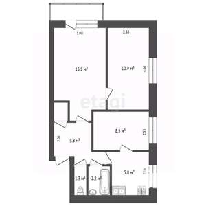 3-к квартира, вторичка, 50м2, 3/5 этаж