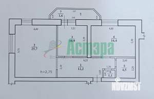 2-к квартира, вторичка, 72м2, 7/9 этаж