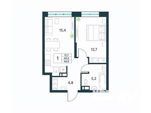 1-к квартира, вторичка, 40м2, 14/18 этаж