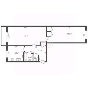 2-к квартира, вторичка, 44м2, 5/5 этаж