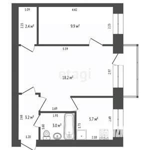 2-к квартира, вторичка, 42м2, 3/5 этаж