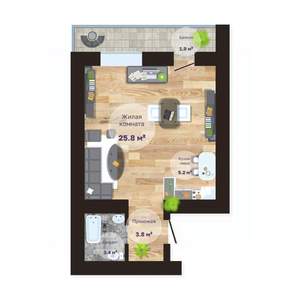 1-к квартира, строящийся дом, 40м2, 7/16 этаж